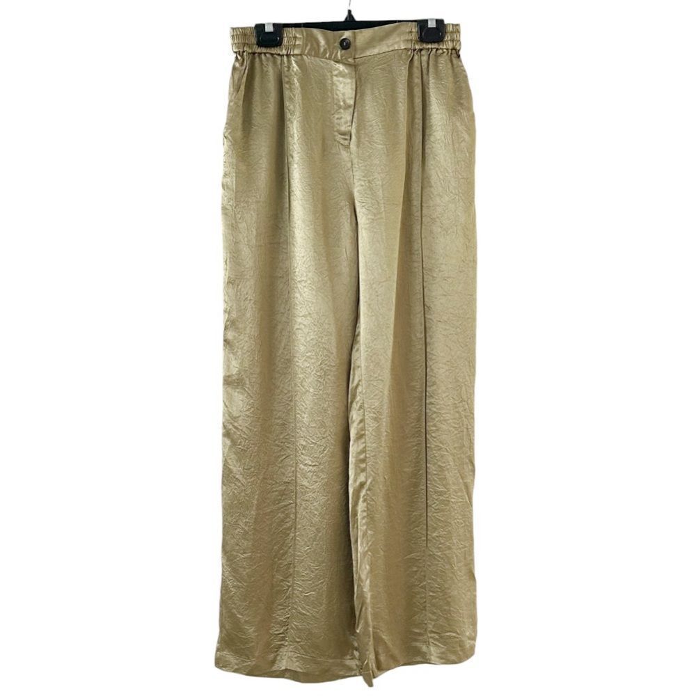 Lattelier Gold Satin Style Wide Leg Pants Size Medium New with Tags